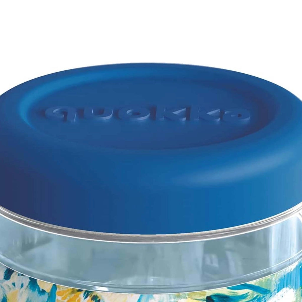 Contenitore Alimentare con Motivo Peonie 770ml con Coperchio Antiscivolo Blu Quokka