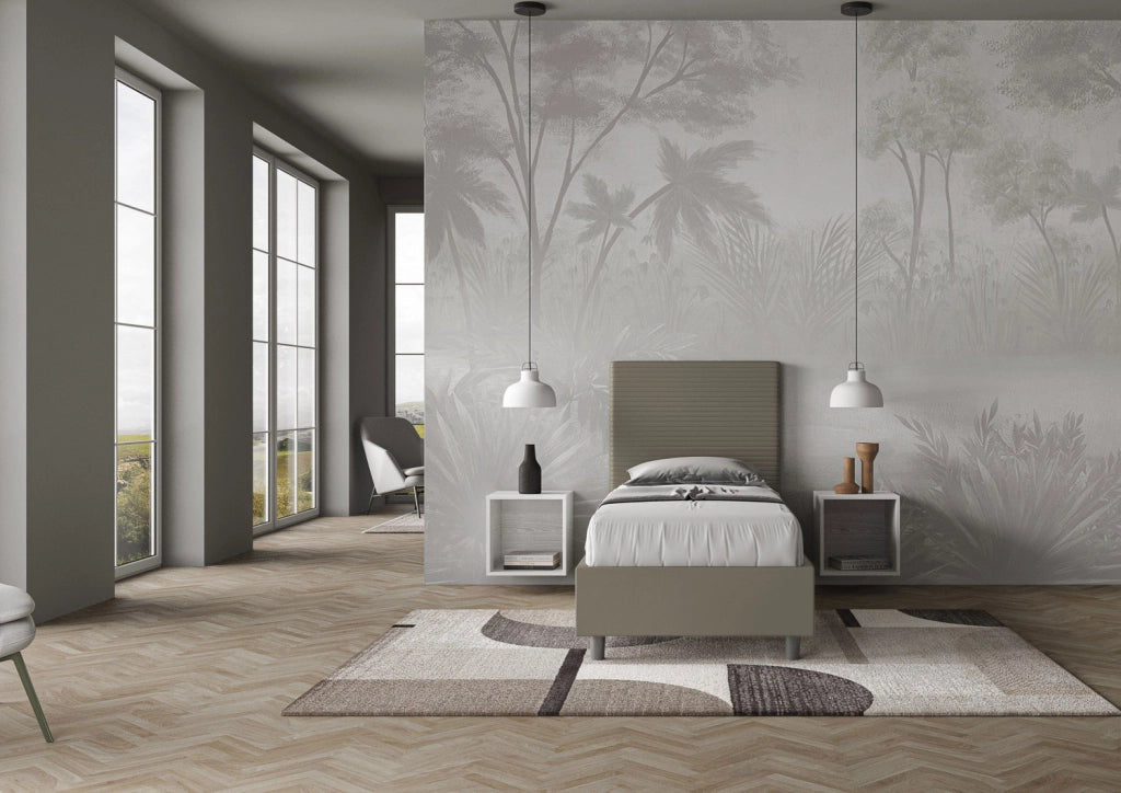 BS COM Letto singolo contenitore imbottito 80x200 similpelle cappuccino