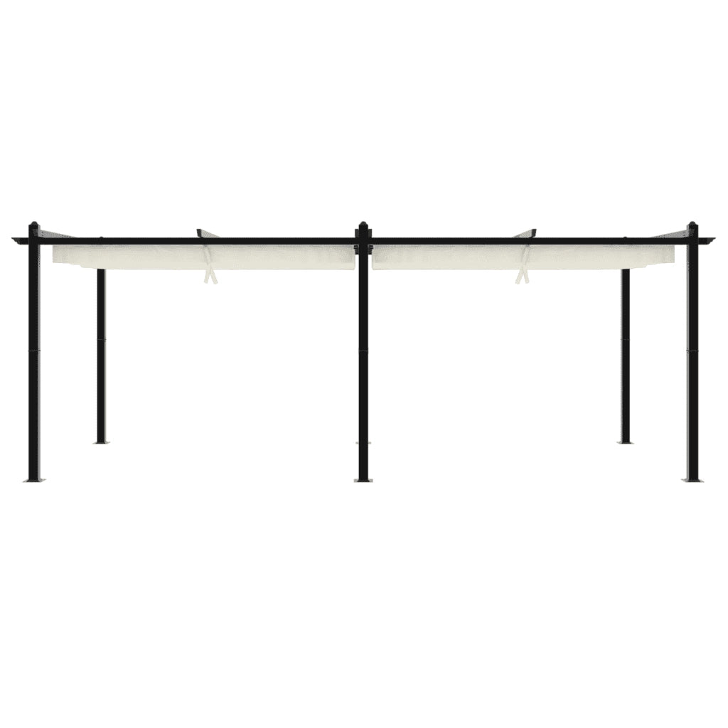 Gazebo da Giardino con Tetto Retrattile Crema 3x6m in Alluminio