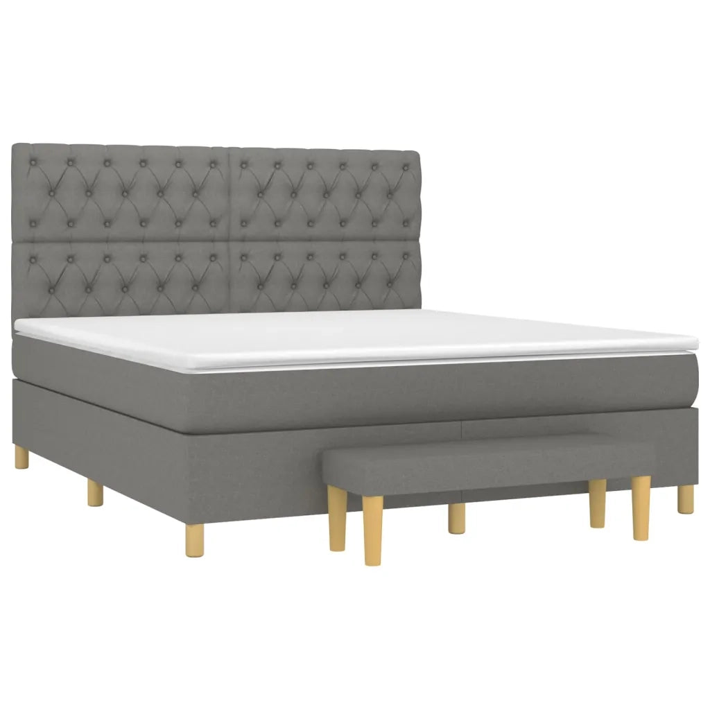 Giroletto a Molle con Materasso Grigio Scuro 160x200 cm Tessuto 3137406