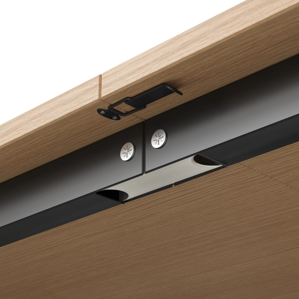 Scrivania pieghevole con libreria e prese USB - per studio - in MDF - 104.5×30.5×160 cm - bianco quercia