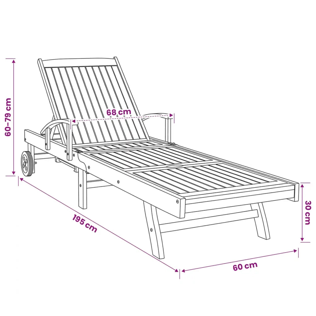 Lettino da sole 1-persona Marrone Legno di teak solido 42032668