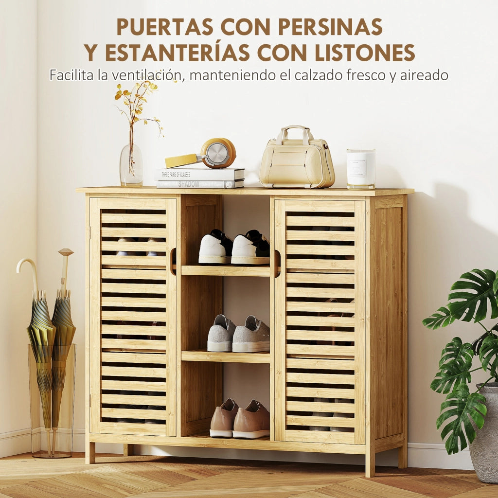 Armadio con ante scorrevoli in bamb¨´ e ripiani ¨C zephmum ¨C 100x33x86 cm