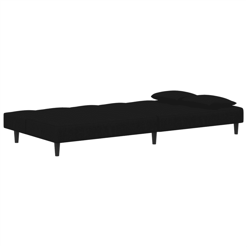 Divano Letto a 2 Posti con 2 Cuscini Nero in Velluto 375812