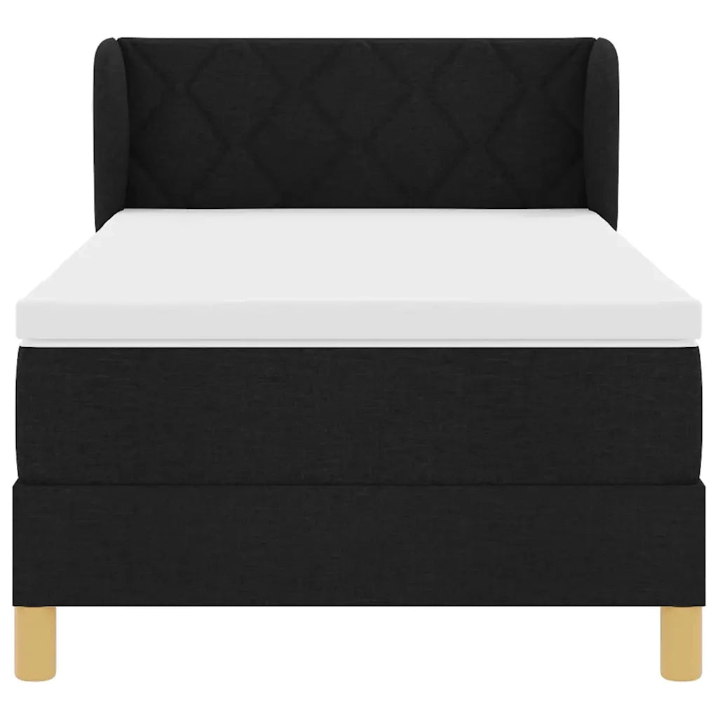 Letto a molle con testiera Nero 90 x 200 cm Tessuto 3340257