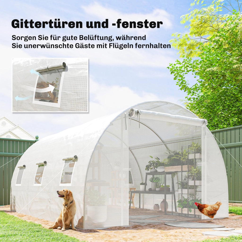 Serra da giardino in plastica con porta a rete ¨C zephmum ¨C bianco