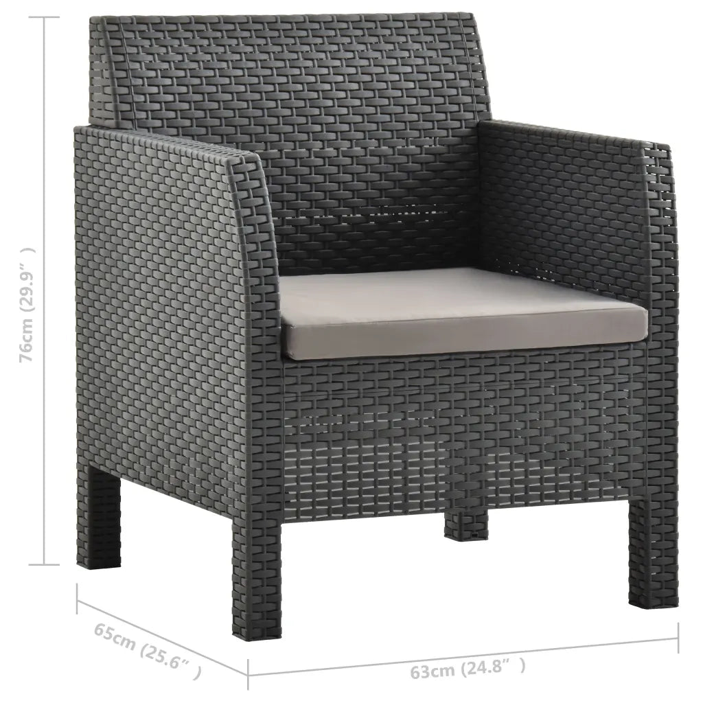 Sedie da Giardino con Cuscini 2 pz | Sedie da Esterno in Rattan PP Antracite