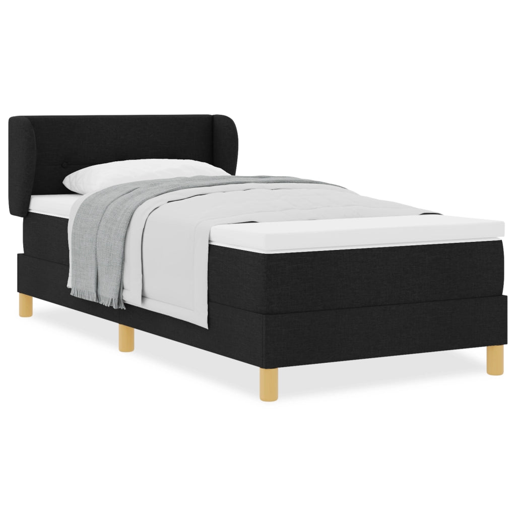 Letto con Materasso in Tessuto Nero 100x200 cm
