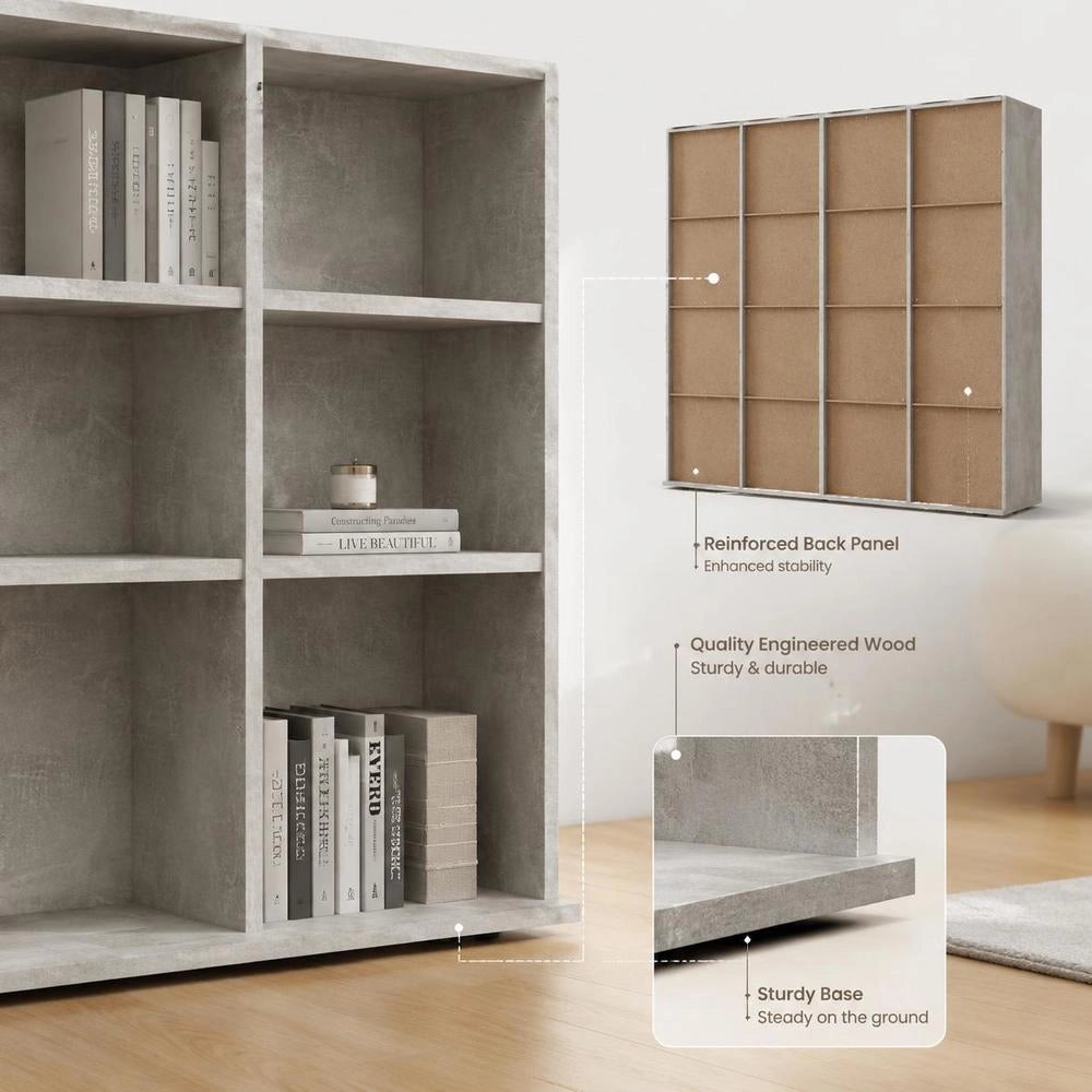 CD Rack, Concrete Grey, 100x23x89.5 Cm, Wood-based Material