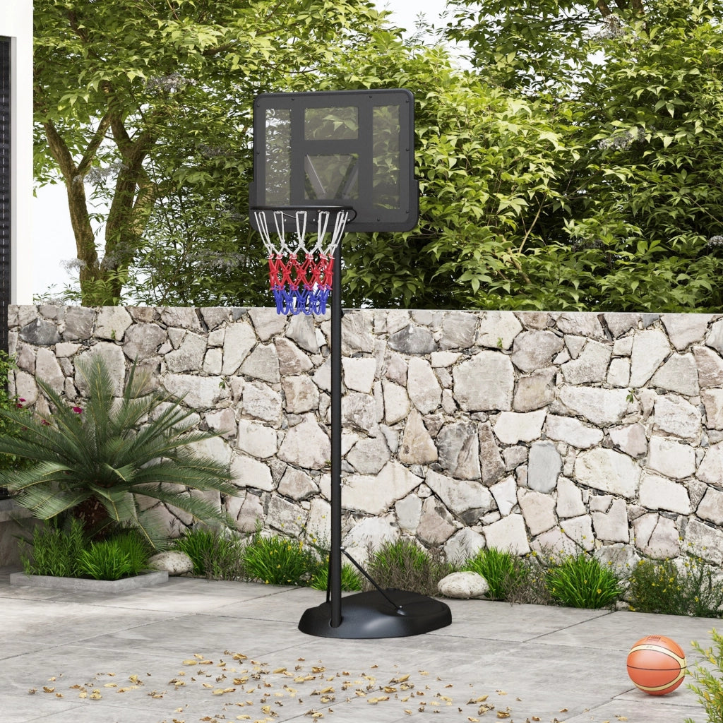 Canestro da Basket per Esterno Regolabile in Altezza con Ruote e Base ¨C zephmum ¨C Nero 216-277 cm