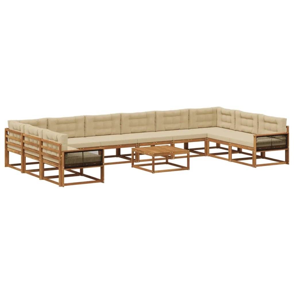 Set di divani da esterno con cuscino 11 pcs Naturale e Beige 3382946