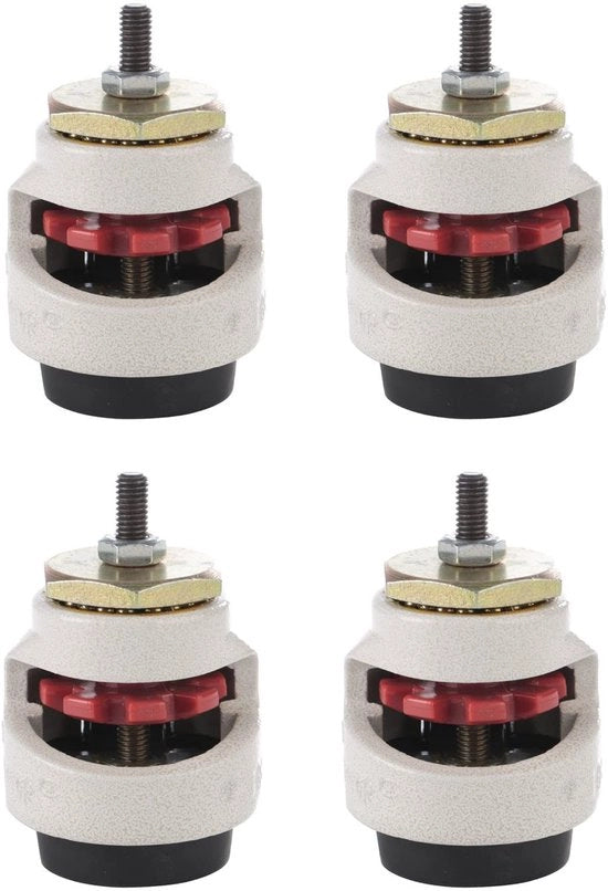 Regolatore di Livello 4 pezzi - Caster di Alta Prestazione - Pneumatici in Nylon/Metallo - Utilizzo Industriale - Alta Qualità - Ruote Silenziose e Liscie - Caster Industriale con Pneumatici in Nylon/Metallo