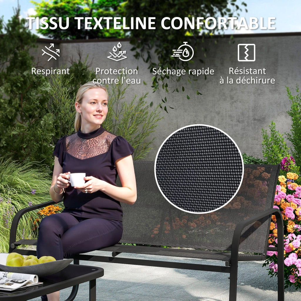 Set giardino 5 pezzi con divano, poltrone e tavolino in vetro ¨C zephmum ¨C grigio, acciaio, textilene
