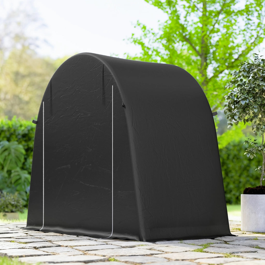 Tenda Garage per Biciclette e Attrezzi 245x120x200 cm con Ingresso a Cerniera in PE e Metallo Grigio Scuro