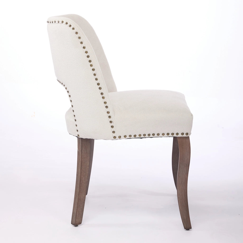 Sedie da Pranzo in Legno Set 2 Pezzi ¨C MINIMAL ¨C Imbottite Tessuto Beige, Stile Moderno