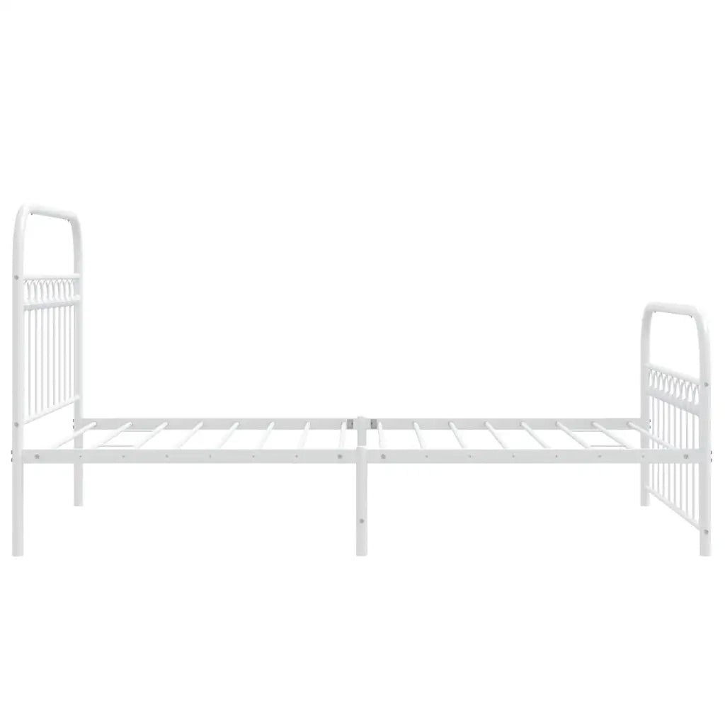 Letto singolo | Letto per adulti | Giroletto con Testiera e Pediera Metallo Bianco 107x203 cm