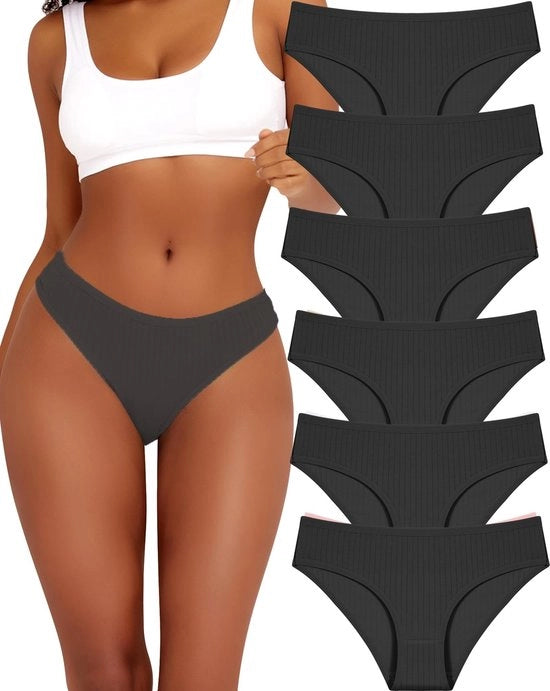 Set di slip di cotone da 6 pezzi - Sottovestiti aderenti - Sottovestiti per donna - Slip di cotone con cintura - Sottovestiti comfort per donna - Matrici S-XL - Sottovestiti per donna