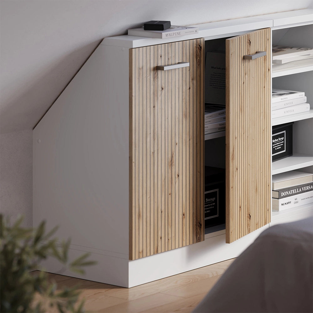 Mobile sottotetto Rion Rovere artigianale/Bianco con 2 porte Vicco