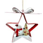 Trade Shop - Decorazione Natalizia Albero Di Natale Appendino Pupazzo Di Neve Stella 14.5cm -