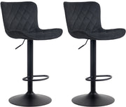 Sgabello Emma Bar Set di 2 nero,Velluto