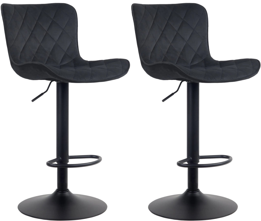 Sgabello Emma Bar Set di 2 nero,Velluto