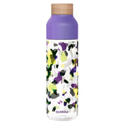 Bottiglia d'acqua riutilizzabile Ice 840ml con tappo in legno e motivo floreale stilizzato Viola Quokka