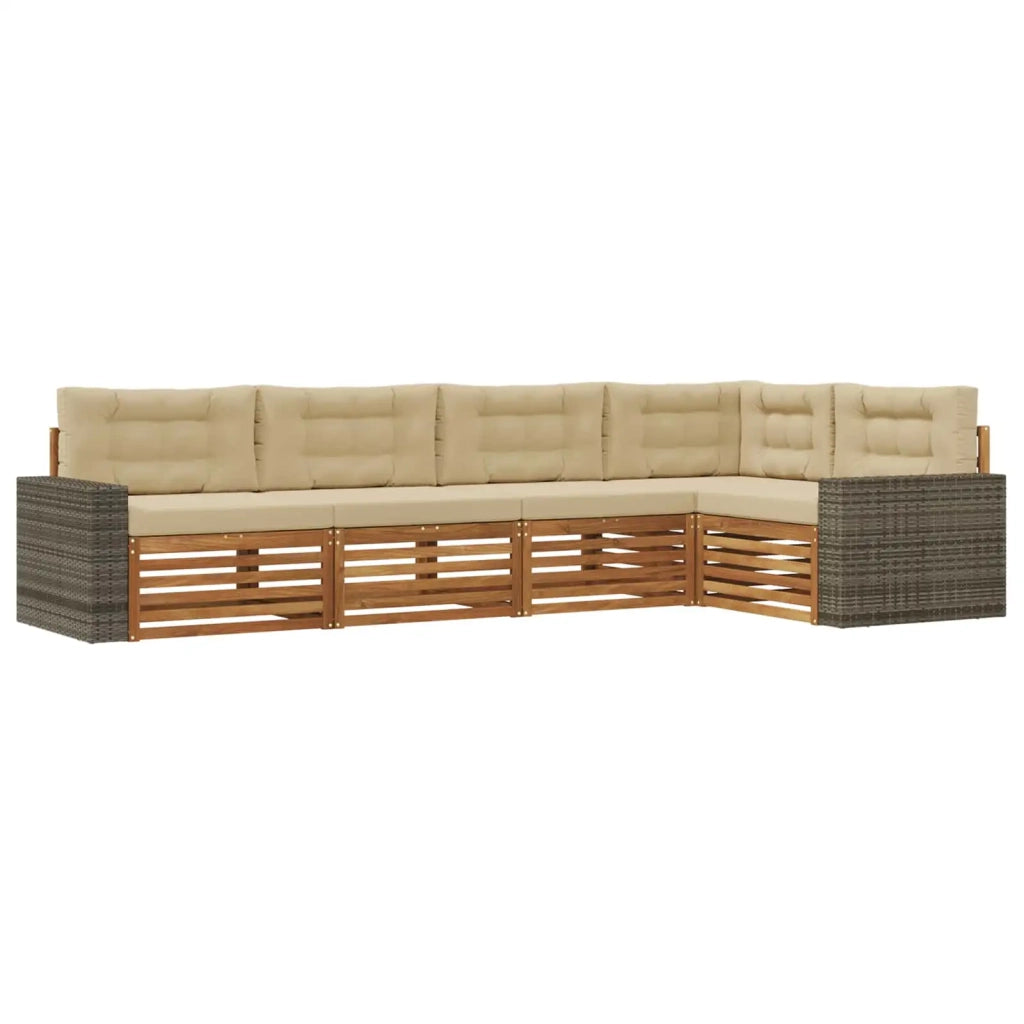 Set di divani da esterno 5 pz Naturale e Beige Poliestere 3383371