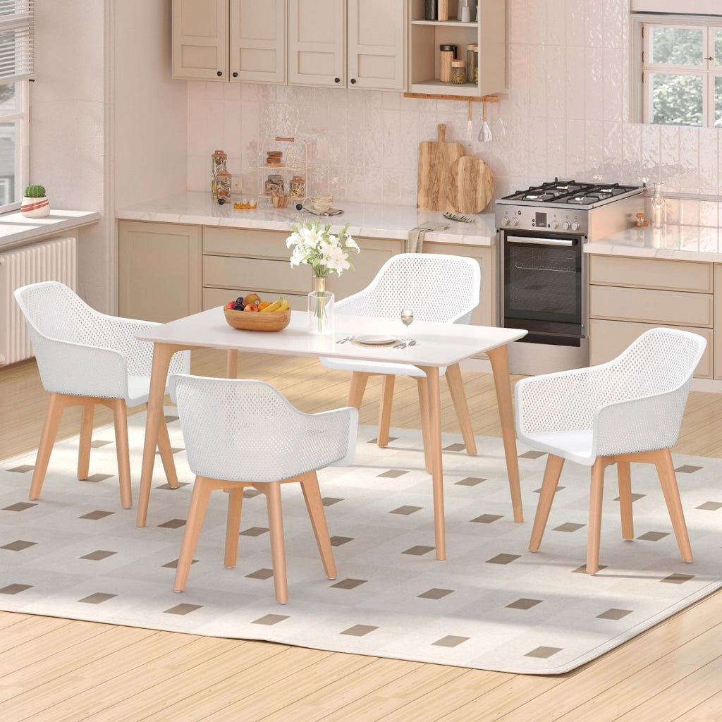 Set di sedie da pranzo moderne in plastica da 2 pezzi con gambe in legno, Sedie da pranzo per sala da pranzo