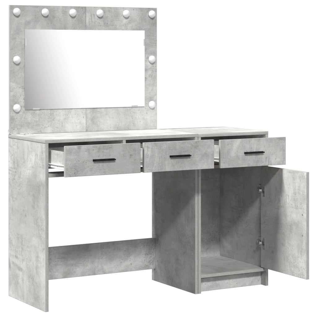 Set da Toeletta a 2 Pezzi con LED Grigio Cemento in Legno Ingegnerizzato
