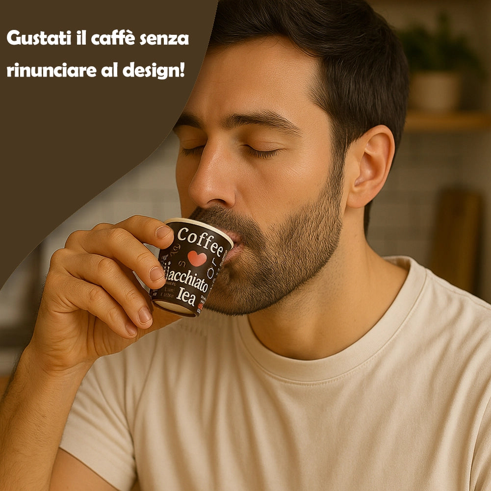 1000 Bicchierini da Caffè Monouso Decoro Espresso Bicchieri 75ml Usa e Getta