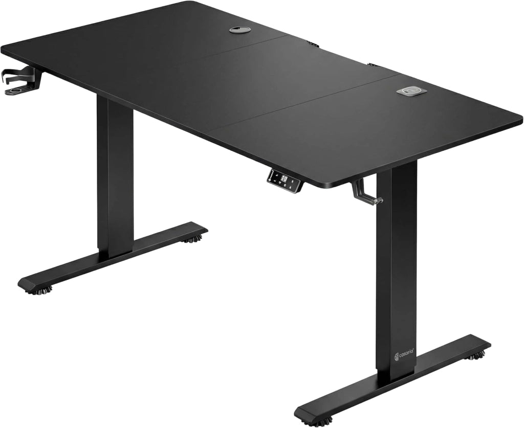 ® Scrivania Elettrica 140 x 70 cm Ergonomica Regolabile Altezza Caricatore Wireless Porta USB-C/A Display LCD Funzione Memoria Carico Max 80kg