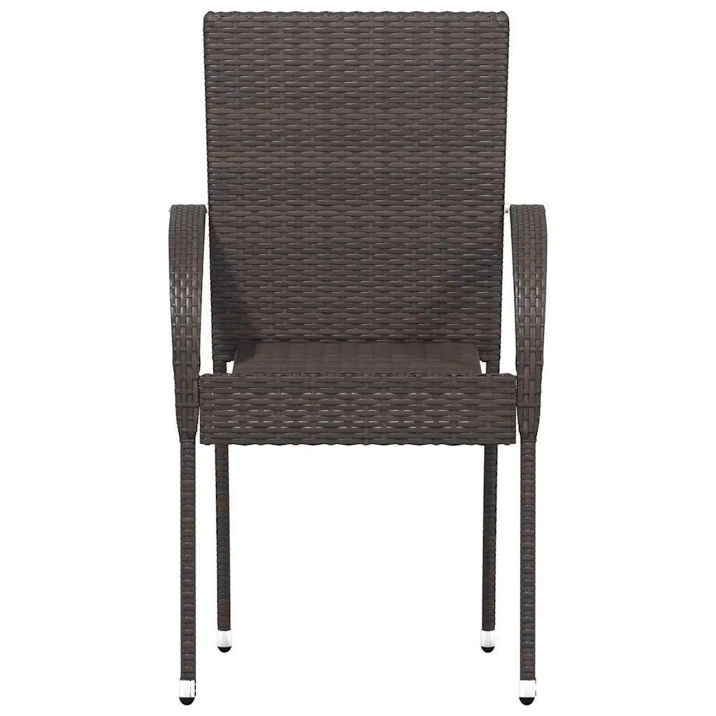 Sedie da Esterno Impilabili 2 pz in Polyrattan Marrone
