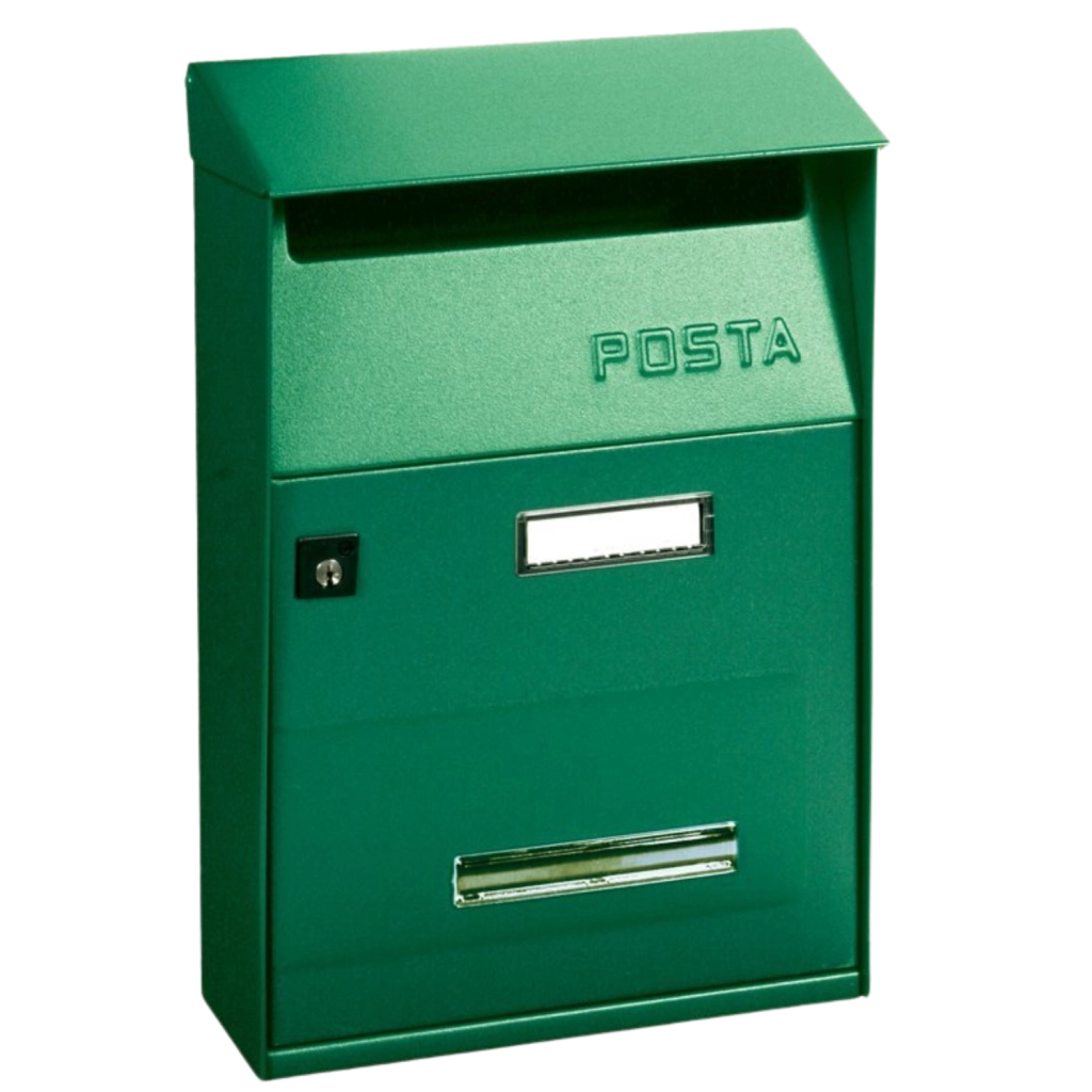 ALUBOX FT Cassetta Postale Da Esterno 32,5X22X11 Cm Cassetta Posta Con Tettuccio Superiore Cassetta Lettere Prelievo Frontale Cassetta Della Posta Formato Lettera COLORE: VERDE