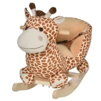 Cavallo a Dondolo in Legno Giraffa per i Bambini 60x33x45cm