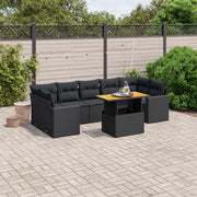 Set Divani da Giardino con Cuscini 8 pz Nero in Polyrattan