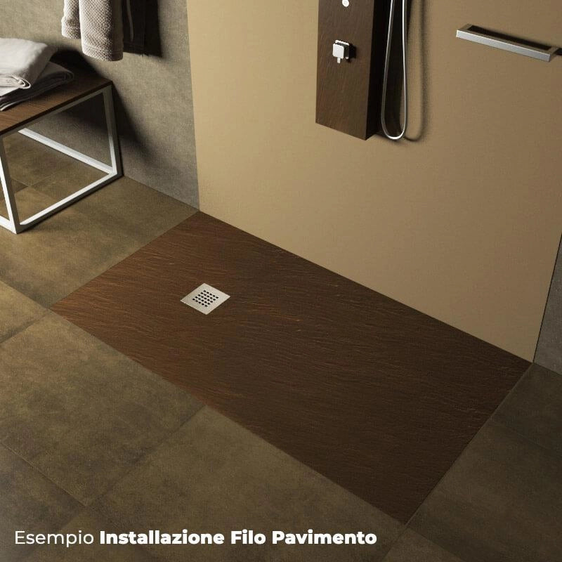 Piatto Doccia in Pietra 80x100 cm Pedrinelli Ardesia Stone Side Marrone
