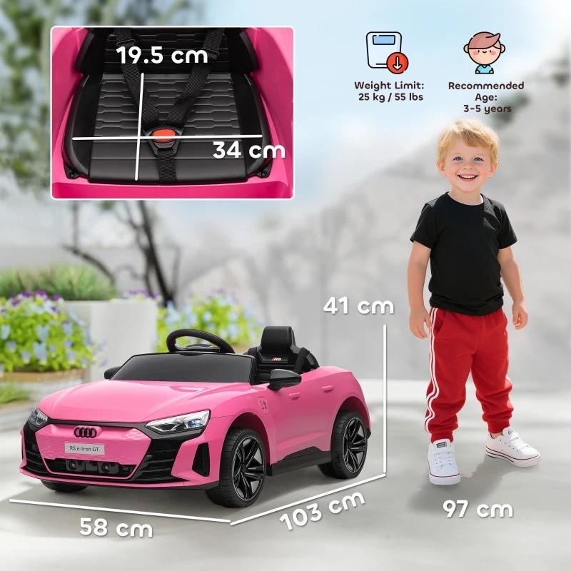 AUTO ELETTRICA PER BAMBINI 3-5 ANNI CON TELECOMANDO, SOSPENSIONI E CLACSON, 103X58X41 CM, ROSA