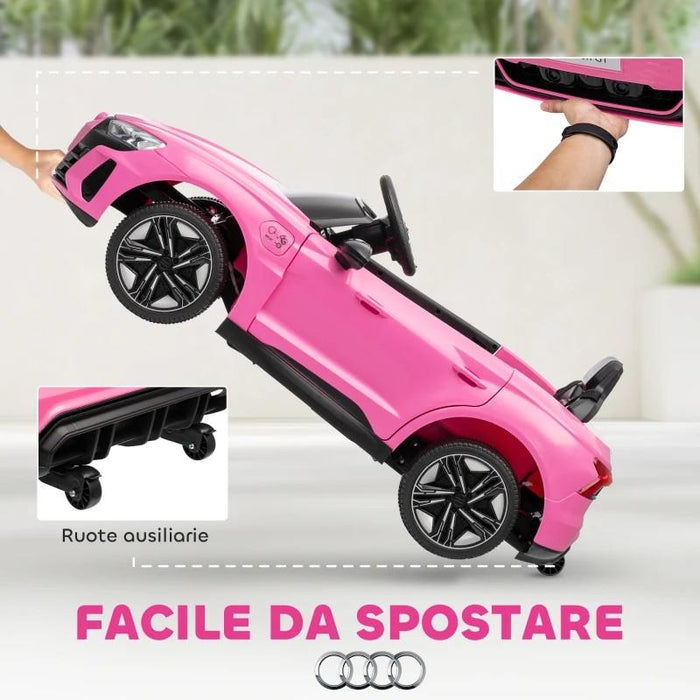 AUTO ELETTRICA PER BAMBINI 3-5 ANNI CON TELECOMANDO, SOSPENSIONI E CLACSON, 103X58X41 CM, ROSA