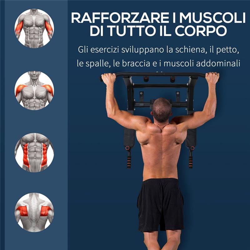 BARRA TRAZIONI MURO IN ACCIAIO CON IMBOTTITURE ANTISCIVOLO CARICO MASSIMO120 KG