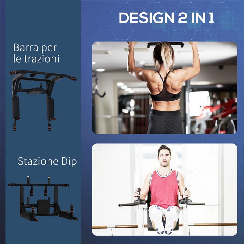 BARRA TRAZIONI MURO IN ACCIAIO CON IMBOTTITURE ANTISCIVOLO CARICO MASSIMO120 KG