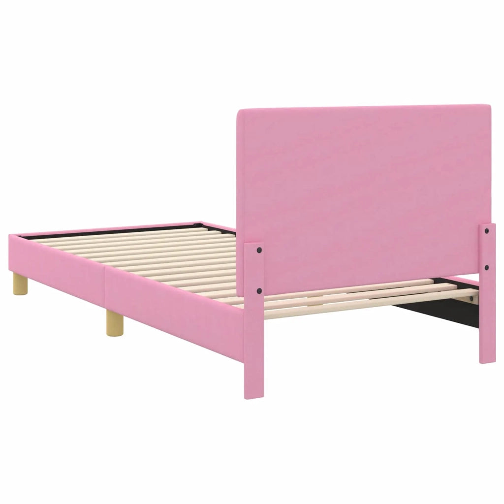 Struttura letto bambini con testata Rosa 90 x 190 cm Tessuto