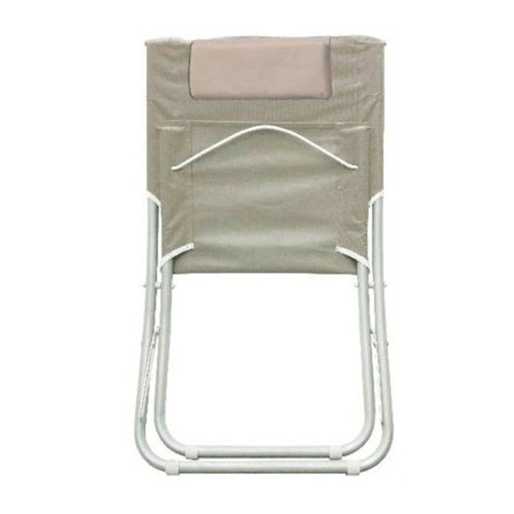 Trade Shop - Spiaggina Con Cuscino Testiera Crema Textilene 57x47x95cm Pieghevole Portatile 281034 -