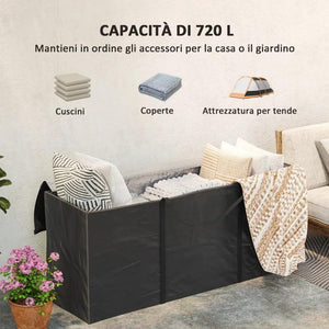 BORSA PORTAOGGETTI DA 720L CON 2 CERNIERE E MANIGLIE, IN TESSUTO OXFORD 600D, 175X55X75 CM, NERO