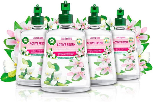 AIR WICK SET 4 DEODORANTE ACTIVE FRESH 228 ML RICARICA BOUQUET DI GELSOMINI