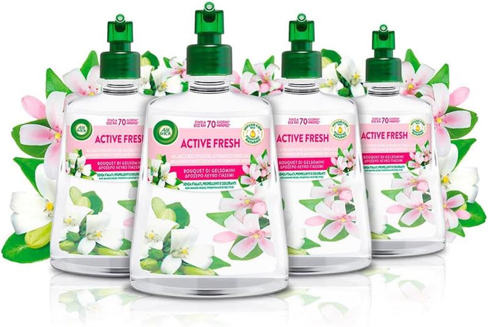 AIR WICK SET 4 DEODORANTE ACTIVE FRESH 228 ML RICARICA BOUQUET DI GELSOMINI