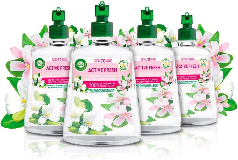 AIR WICK SET 4 DEODORANTE ACTIVE FRESH 228 ML RICARICA BOUQUET DI GELSOMINI