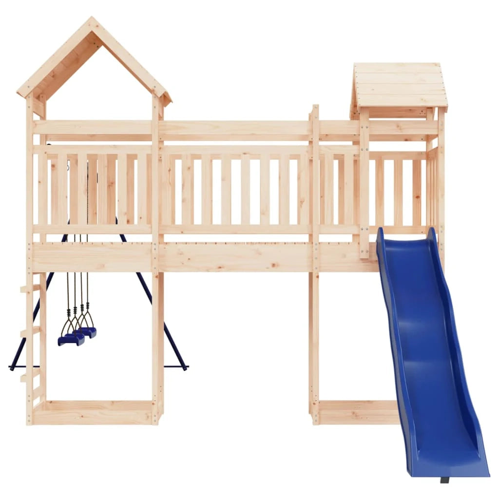 Altalena per parco giochi all'aperto scivolo altalena robusta giochi da giardino 492 x 358 x 238 cm legno di pino massiccio 02_0004959