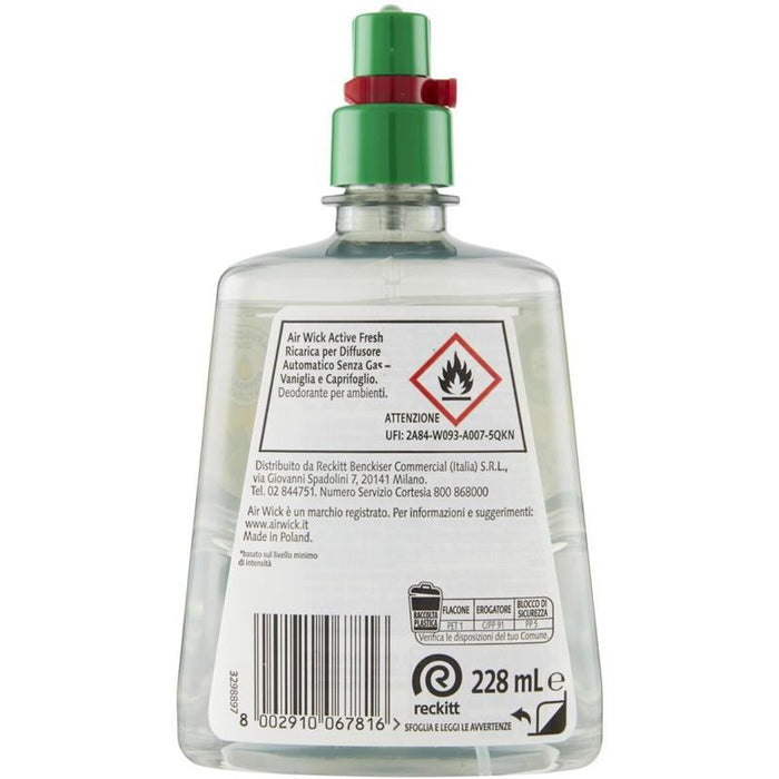 AIR WICK SET DA 3 DEODORANTE ACTIVE FRESH 228 ML RICARICA VANIGLIA E CAPRIFOGLIO