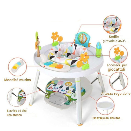 Centro Attività per Bambini e Neonati 3in1 Seduta Giocattoli e Tastiera Musicale