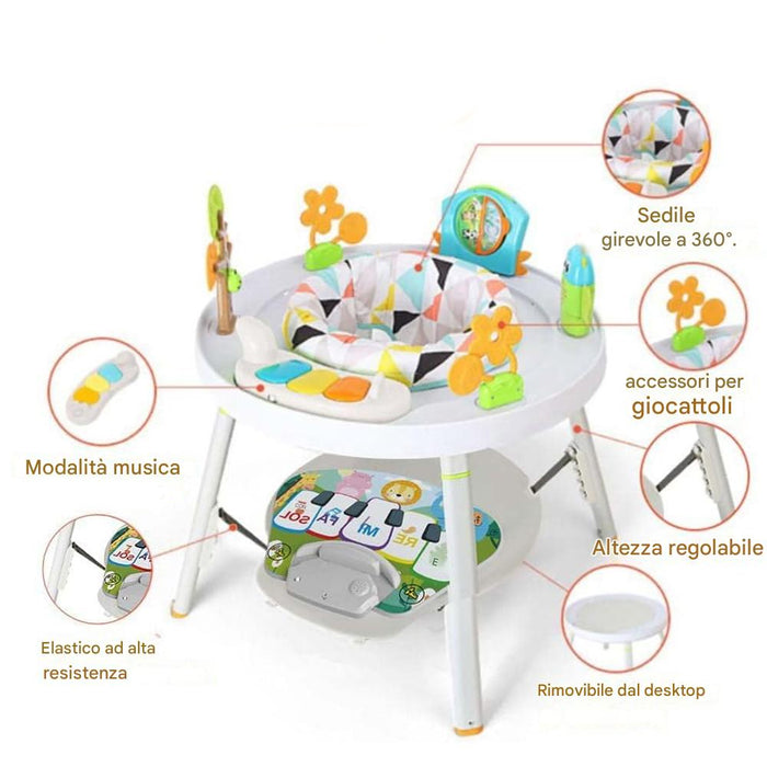 Centro Attività per Bambini e Neonati 3in1 Seduta Giocattoli e Tastiera Musicale